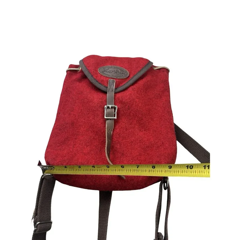 Frost River Red Wool Felt Leather Drawstring Backpack Made in USA Duluth MN